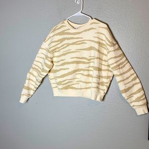 FRAME Oversized Crew Sweatshirt Zebra print Cream and Tan Size small